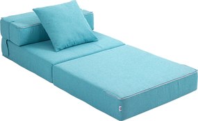 Poltrona-sofá-cama convertível de 1 lugar com 1 almofada com capa removível, tecido azul