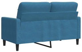 Sofá de 2 lugares veludo 120 cm azul