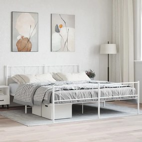 Estrutura de cama com cabeceira e pés 193x203 cm metal branco