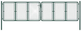 vidaXL Portão de jardim 400x125 cm aço verde