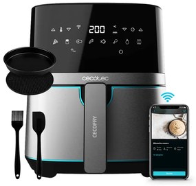 Fritadeira sem óleo Cecofry Full Inox 5500 Connected Pack airfryer digital, com acabamentos em aço inoxidável, sem óleo, zona de cozedura de 5,5 L, te