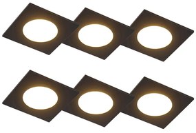 Conjunto de 6 focos de encastrar pretos LED IP65 regulável 3 etapas - SIMPLY Moderno