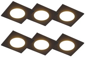 Conjunto de 6 focos embutidos pretos com LED regulável em 3 etapas IP65 - Simply Moderno