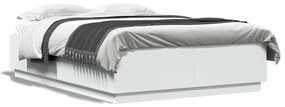 Estrutura cama c/ luzes LED 150x200 cm derivados madeira branco