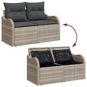 Conjunto de Sofá de Jardim vidaXL de 7 Peças com Almofadas Cinzento Cl