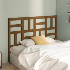 vidaXL Cabeceira de cama 126x4x104 cm pinho maciço castanho mel