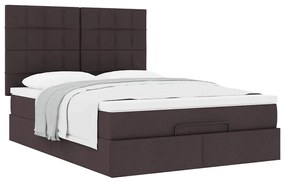 Estrutura cama otomana colchão 140x190cm tecido castanho escuro