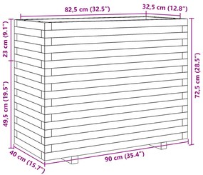 Vaso/floreira de jardim 90x40x72,5 cm madeira de pinho maciça