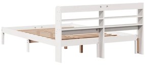 Cama sem colchão 140x190 cm madeira de pinho maciça branco