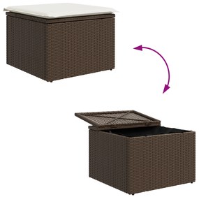 Conjunto de Sofá de Jardim vidaXL de 5 Peças com Almofadas Marrom Poli
