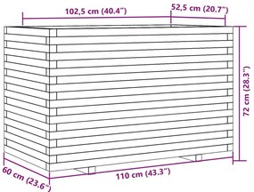 Vaso/floreira de jardim 110x60x72cm madeira de pinho impregnada
