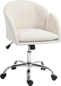 HOMCOM Cadeira de Escritório Ergonômica, Poltrona em Chenille com Altura Ajustável, Encosto Floral, Giratória a 360°, Bege | Aosom Portugal