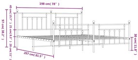 Estrutura de cama com cabeceira e pés 193x203 cm metal branco