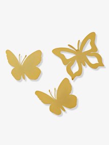 Agora -15%: Lote de 3 borboletas, em latão amarelo claro liso