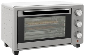 HOMCOM Mini Forno Elétrico 21L 1400W com Temporizador até 60min e Temperatura Ajustável até 230℃ 46x38,5x29 cm Prata | Aosom Portugal