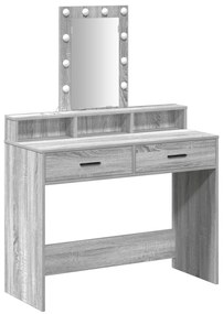 Mesa de Maquilhagem vidaXL com luzes LED Cinzento Sonoma 100x41x140 cm