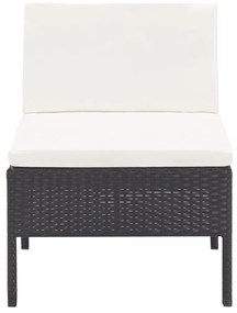 3 pcs conjunto lounge de jardim c/ almofadões vime PE preto