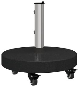 Base de Guarda-Sol com Rodas para Postes de Ø38/48mm - Granito Preto,
