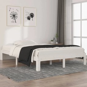 Estrutura de cama 140x200 cm pinho maciço branco