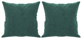 Sofá 2 lug. c/ almofadas decorativas 120 cm veludo verde-escuro
