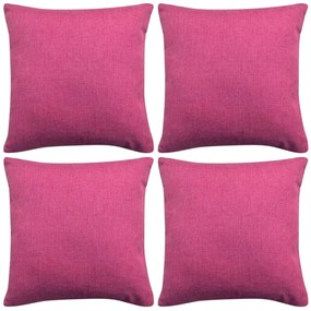 Capa de almofada 4 pcs aspeto de linho 80x80 cm rosa