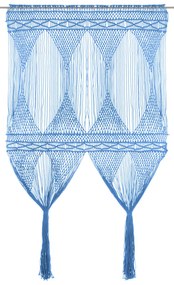 Cortina em macramé 140x240 cm algodão azul