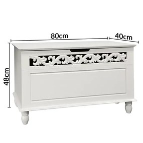 Baú arrumação de madeira Jersey 80x40x48cm Branco