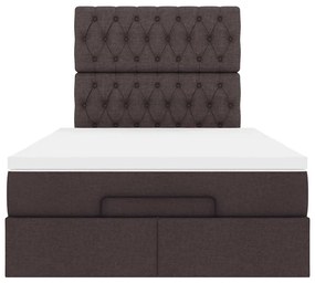 Estrutura cama otomana colchão 120x200cm tecido castanho escuro