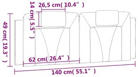 Almofadão de cabeceira 140 cm couro artificial cappuccino