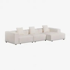 Sofá Modular Chaise Longue Direito De 3 Peças (↔︎375 Cm) Bruna Bouclé Blanco - Sklum