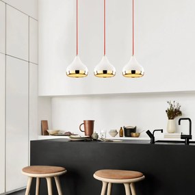 Candeeiro de Teto Yildo - Branco, Vermelho, Dourado - 67 x 17 cm