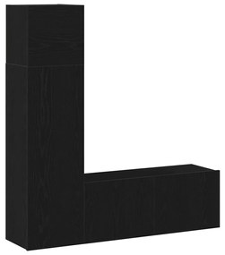 Conjunto de Mobiliário de TV de 3 Peças em Carvalho Preto, Feito de Ma