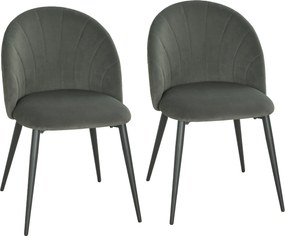 HOMCOM Conjunto 2 Cadeiras de Jantar em Veludo, Cadeiras de Cozinha com Encosto Curvo em Forma de Concha, Pernas em Aço, Estilo Nórdico, Cadeira Estofada para Cozinha, Quarto, Sala de Estar, Cinzento | Aosom Portugal