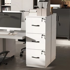 Armário de gavetas escritório em madeira 40 x 41 x 103 cm Branco