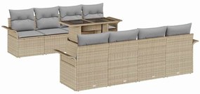 Conjunto de Sofá de Jardim com 7 Peças e Almofadas Bege em Rattan Sint