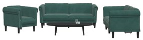 vidaXL 3 pcs conjunto de sofás veludo verde-escuro