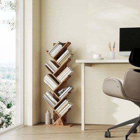 Estante de pé em forma de árvore, estante para livros, 20 x 38 x 115 castanho