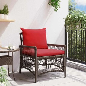 Cadeira Jardim com Almofadas Castanhas 60x70x78 cm Rattan Poliéster
