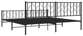 Estrutura de cama com cabeceira e pés 193x203 cm metal preto