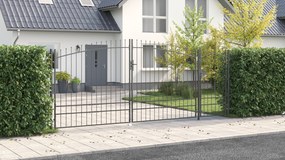 vidaXL Portão de Jardim com Ponta de Lança Cinza 195x500 cm Aço