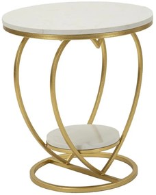 MESA DE APOIO CORAÇ CM Ø 40X45,5 DOURADO E BRANCO