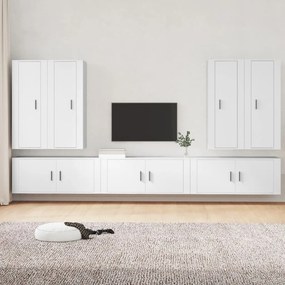 vidaXL Conjunto móveis de TV 7 pcs madeira processada branco