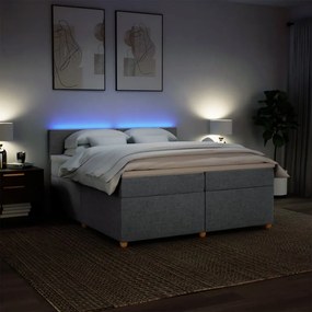 Cama com molas/colchão 200x200 cm tecido cinza-claro