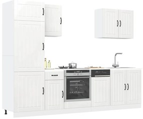vidaXL 7 peças armário de cozinha conjunto Lucca branco brilhante