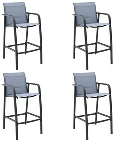 vidaXL Cadeiras de bar para jardim 4 pcs textilene cinzento