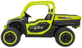 Carro elétrico para Crianças 2 Lugares Farmer Truck UTV Racing 24V 4x4 Rodas Espuma EVA, assento couro ecológico Verde