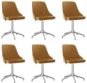 vidaXL Cadeiras de jantar giratórias 6 pcs veludo castanho