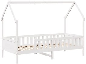 Cama infantil formato casa 80x200 cm pinho maciço branco