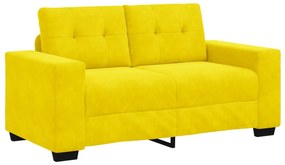 Conjunto de Sofá 2 Peças com Almofadas Veludo Amarelo