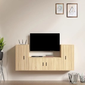 vidaXL Conjunto móveis de TV 3 pcs madeira processada carvalho sonoma